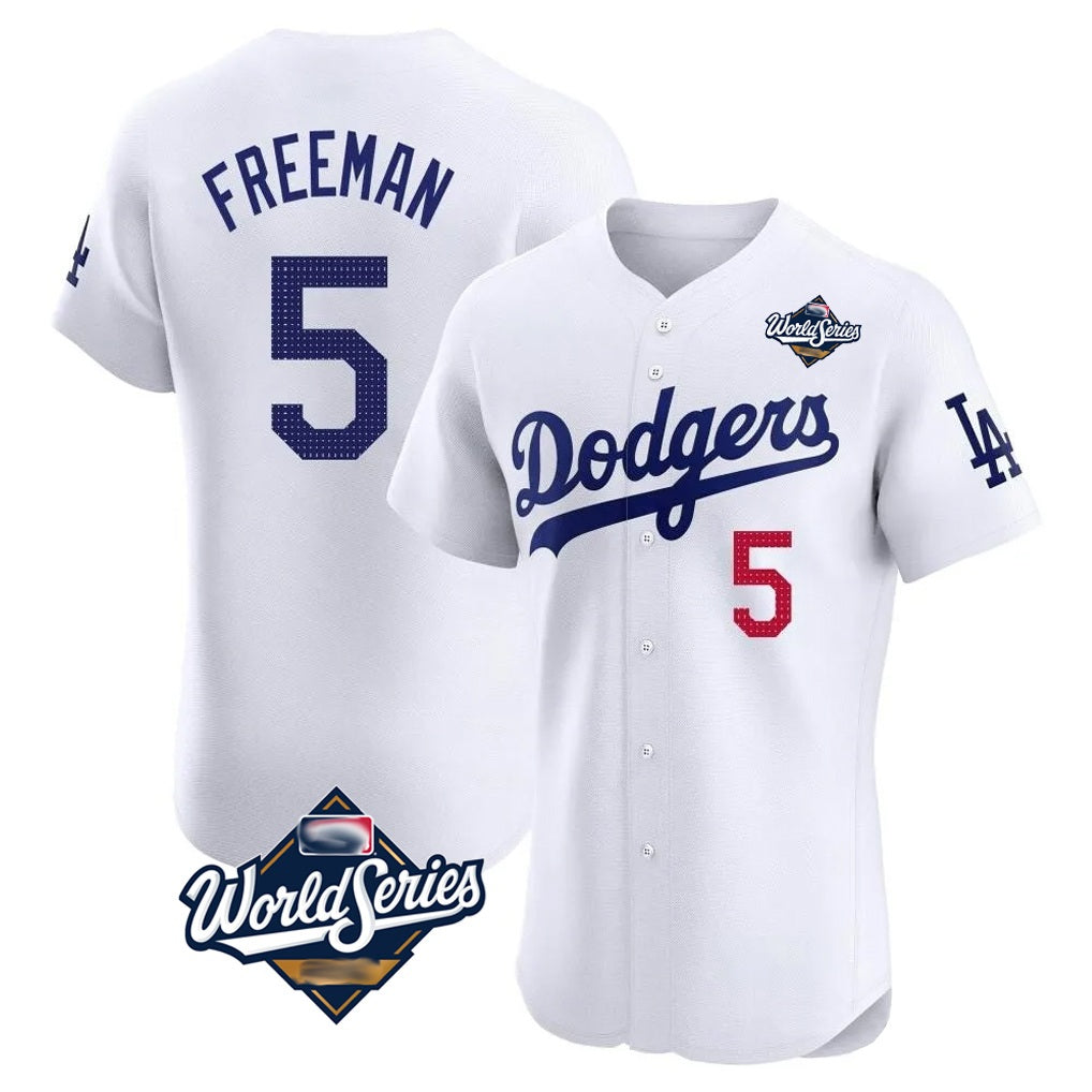 Los Angeles Dodgers #5 Freddie Freeman Player White HOLBERT World Series Limited Elite Home Stitched Jerseys