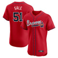 Atlanta Braves #51 Chris Sale Player Red HOLBERT Limited Elite Home Game Stitched Jerseys