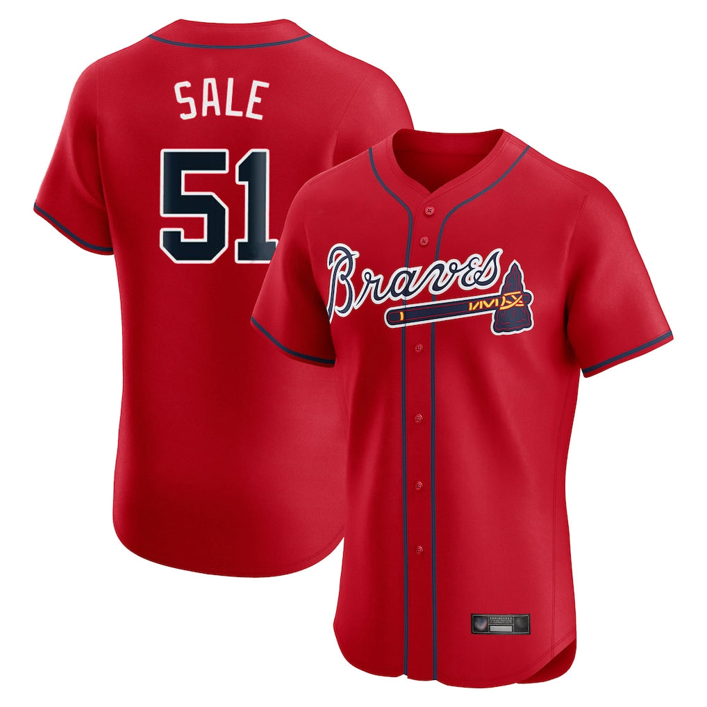 Atlanta Braves #51 Chris Sale Player Red HOLBERT Limited Elite Home Game Stitched Jerseys