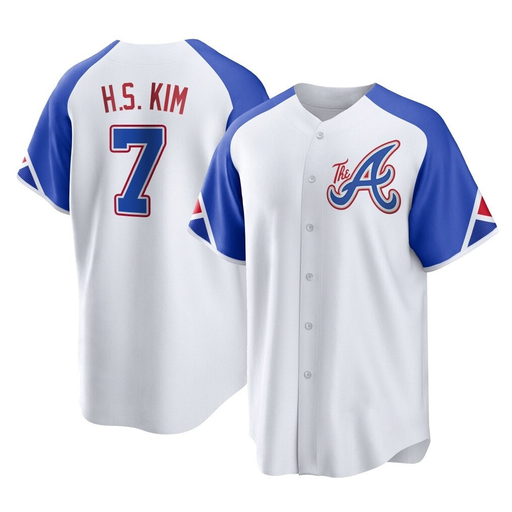 Atlanta Braves #7 Ha-Seong Kim Player White HOLBERT City Connect Home Game Stitched Jerseys