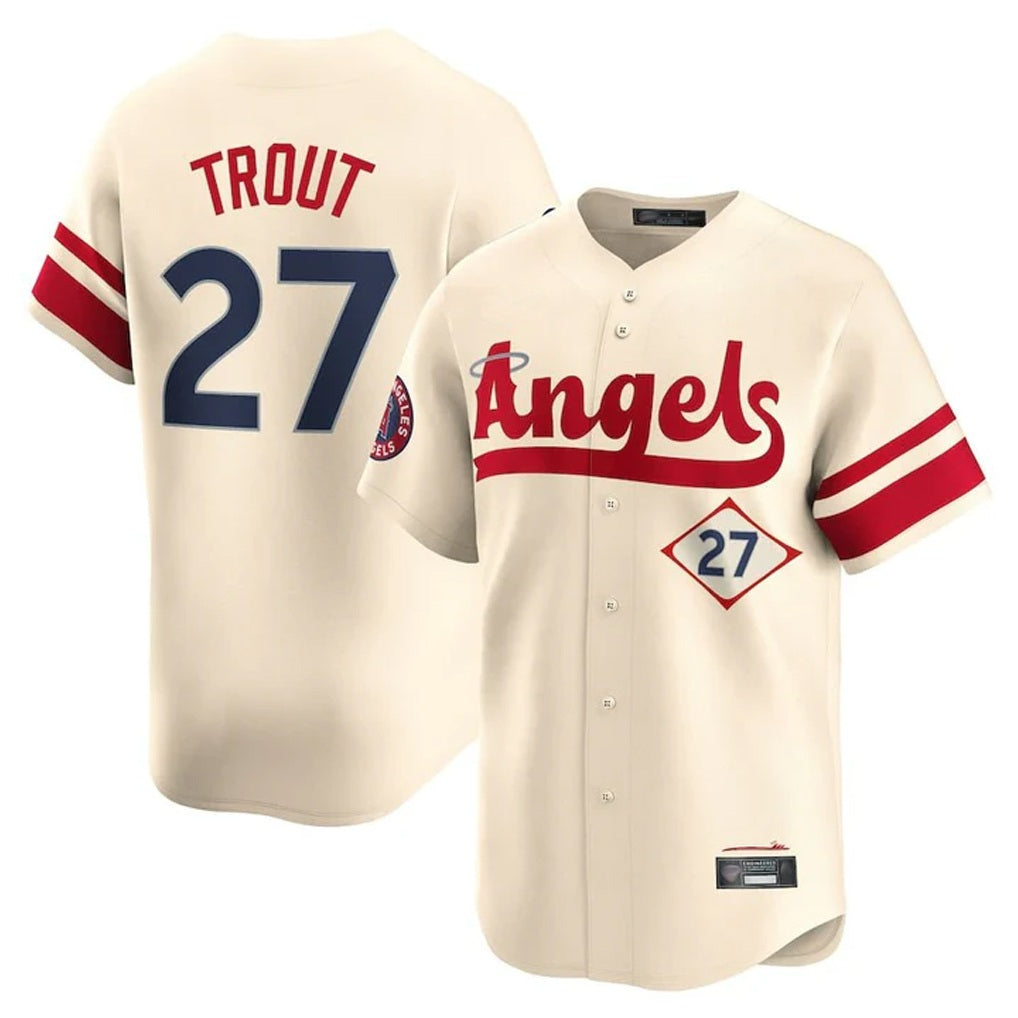 Los Angeles Angels #27 Mike Trout Player Cream HOLBERT City Connect Limited Home Stitched Jerseys