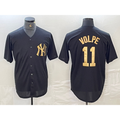 New York Yankees #11 Anthony Volpe Black Gold HOLBERT Cool Base Stitched Jersey