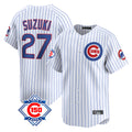 Chicago Cubs #27 Seiya Suzuki Player White HOLBERT 150th Anniversary Limited Home Game Stitched Jerseys