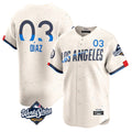 Los Angeles Dodgers #3 Edwin D¨ªaz Player Cream HOLBERT World Series City Connect Limited Home Stitched Jerseys
