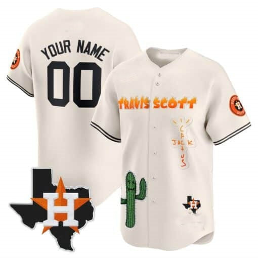 Custom Houston Astros Cactus Jack Patch Vapor Premier Limited Jersey V9 ¨C Stitched-Cream HOLBERT