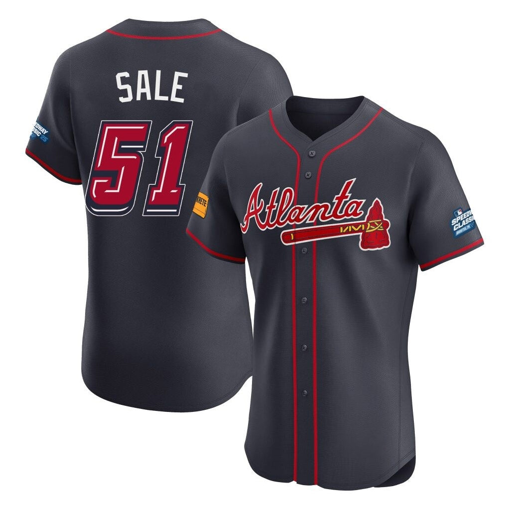 Atlanta Braves #51 Chris Sale Player Navy HOLBERT 2025 Speedway Classic Limited Elite Home Game Stitched Jerseys