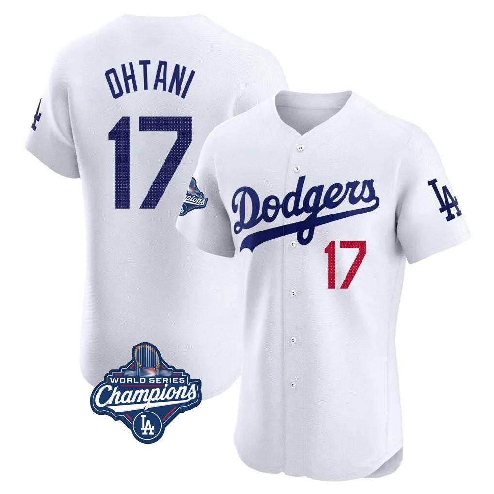 Los Angeles Dodgers #17 Shohei Ohtani Player White HOLBERT World Series Meet Limited Elite Home Stitched Jerseys