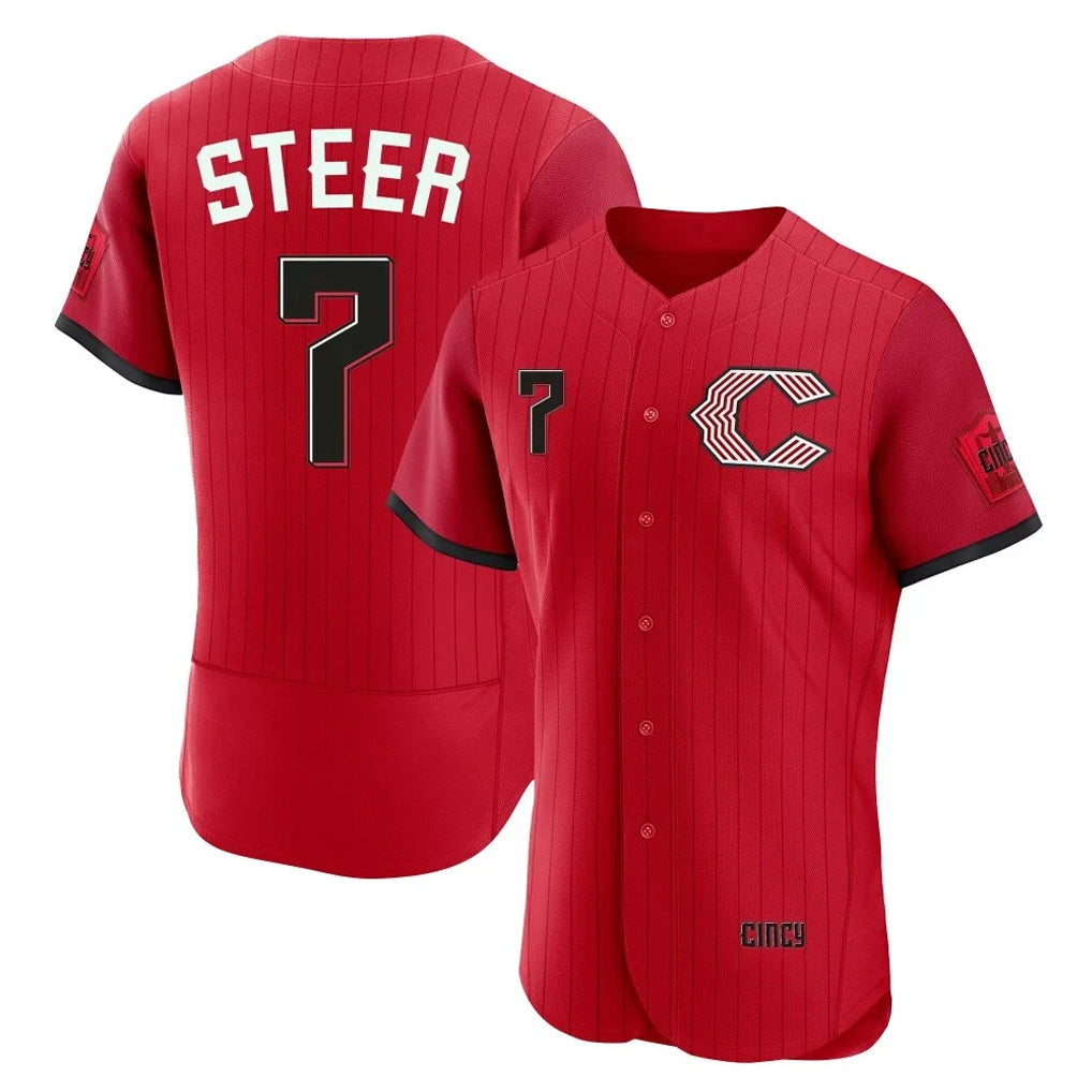Cincinnati Reds #7 Spencer Steer Player Red HOLBERT 2026 City Connect Limited Elite Home Stitched Jerseys