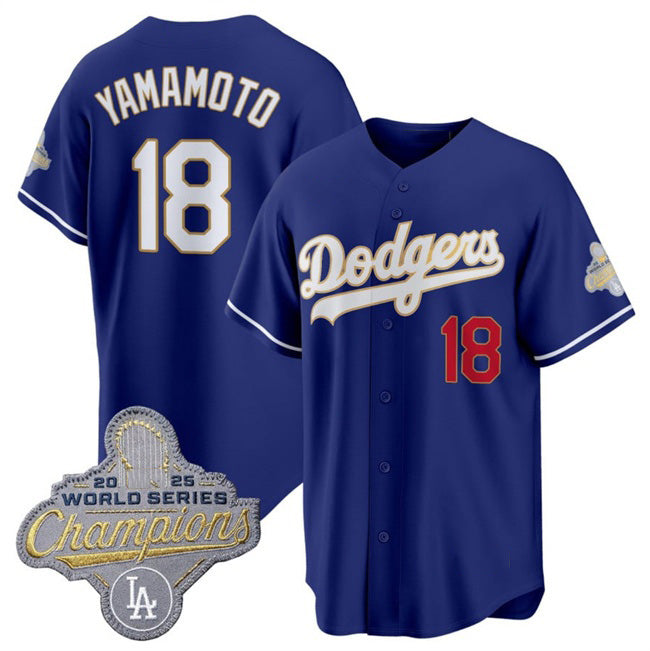 Los Angeles Dodgers #18 Yoshinobu Yamamoto Royal HOLBERT 2026 Alternate Gold Collection Stadium Stitched Jersey