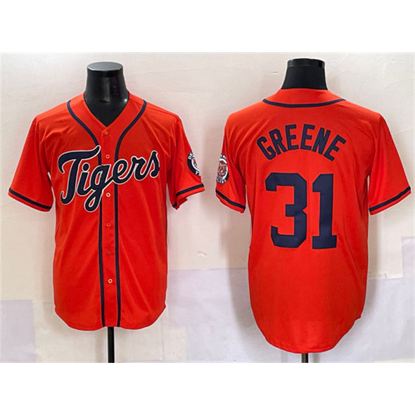 Detroit Tigers #31 Riley Greene Orange HOLBERT With Patch Cool Base Stitched Jersey