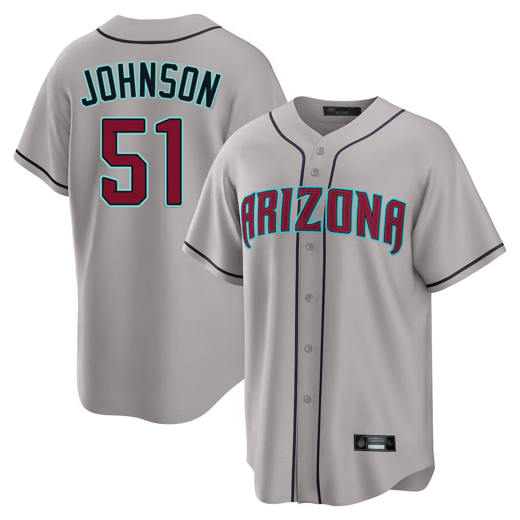 Arizona Diamondbacks #51 Randy Johnson Player Gray HOLBERT Road Home Game Stitched Jerseys