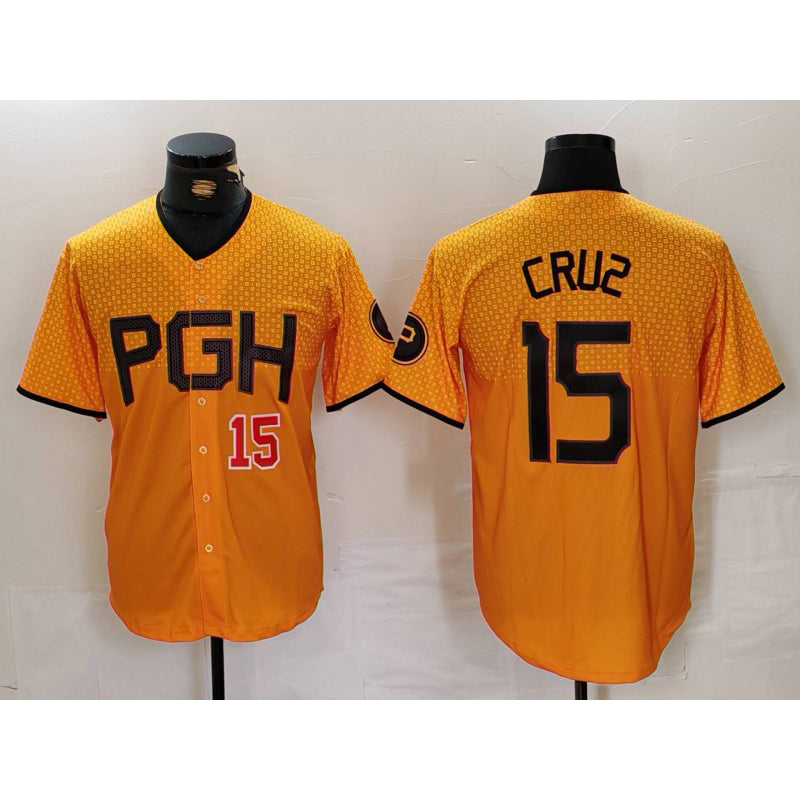 Pittsburgh Pirates #15 Oneil Cruz Yellow HOLBERT 2023 City Connect Stitched Jerseys
