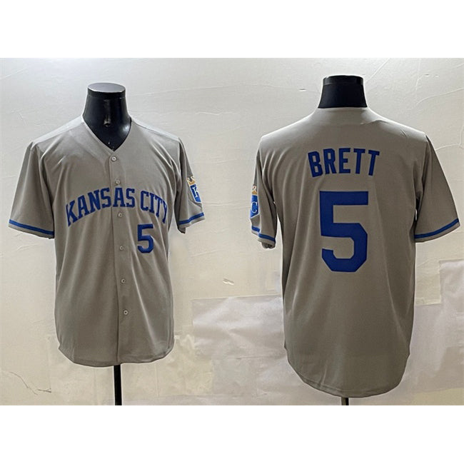 Kansas City Royals #5 George Brett Gray HOLBERT 2024 Away Limited Stitched Jersey