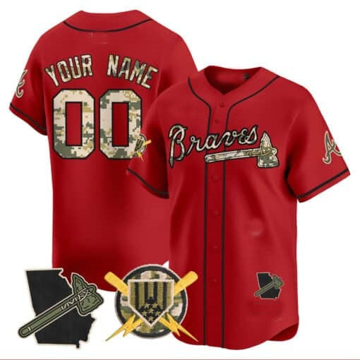 Custom Atlanta Braves Armed Forces Day Vapor Premier Limited Jersey ¨CRed HOLBERT