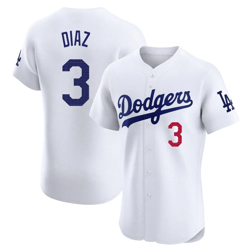 Los Angeles Dodgers #3 Edwin D¨ªaz Player White HOLBERT Limited Elite Home Stitched Jerseys