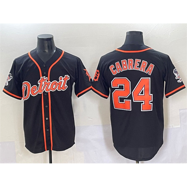 Detroit Tigers #24 Miguel Cabrera Black HOLBERT With Patch Cool Base Stitched Jersey