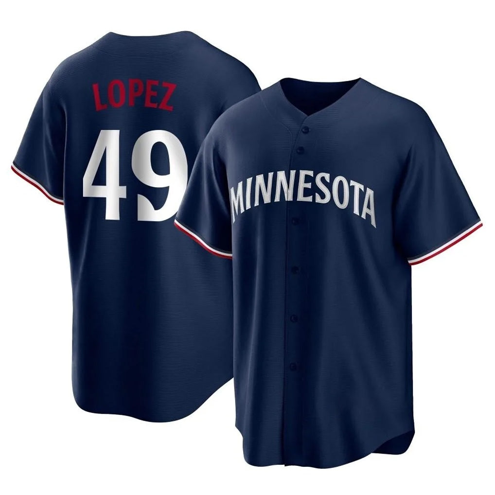 Minnesota Twins #49 Pablo Lopez Player Navy HOLBERTReplica Alternate Home Stitched Jerseys