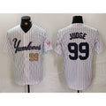New York Yankees #99 Aaron Judge White HOLBERT Pinstripe Fashion Cool Base Jerseys 2