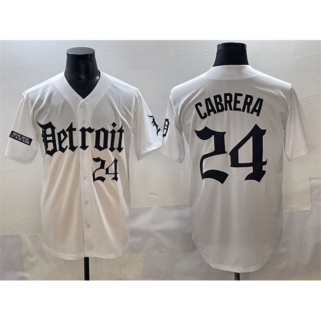 Detroit Tigers #24 Miguel Cabrera White HOLBERT 'Motor Gothic Edition' Vapor Premier Limited Stitched Jersey
