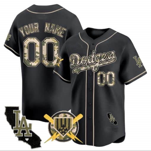 Custom Los Angeles Dodgers Armed Forces Day Vapor Premier Limited Jersey ¨C Black HOLBERT