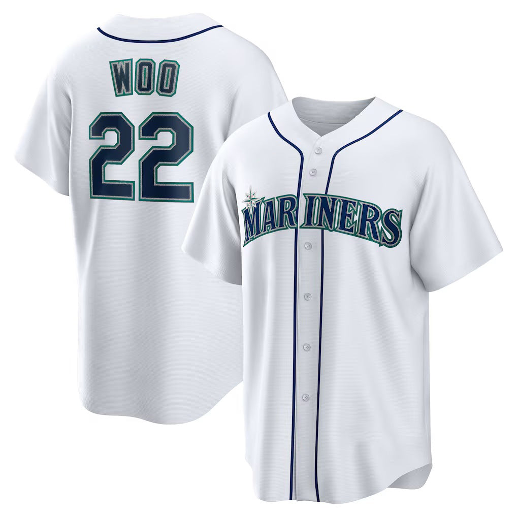 Seattle Mariners #22 Bryan Woo White HOLBERT Home Replica Jersey