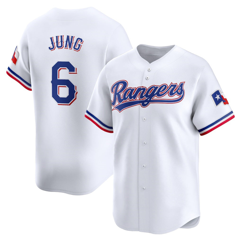 Texas Rangers #6 Josh Jung White HOLBERT Home Limited Player Jersey