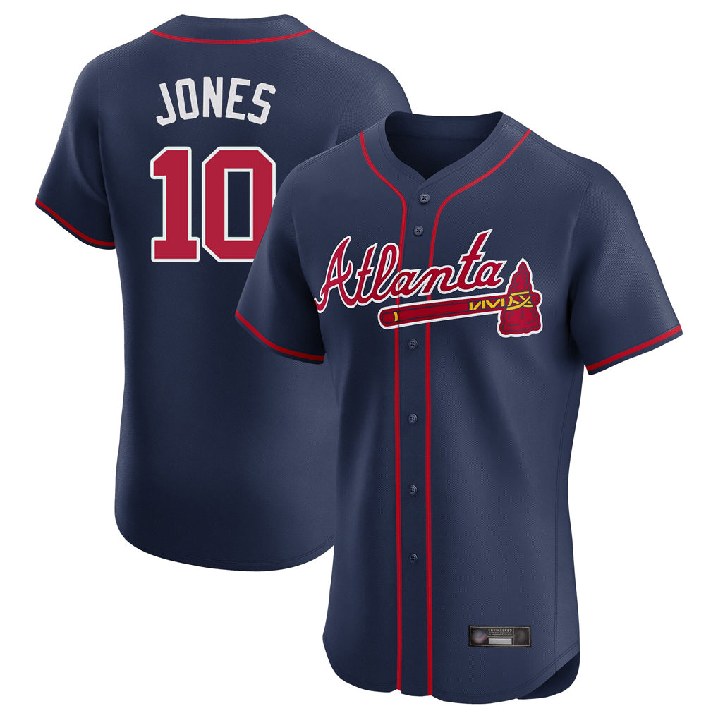 Atlanta Braves #10 Chipper Jones Player Navy HOLBERT Limited Elite Home Game Stitched Jerseys