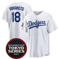 Los Angeles Dodgers #18 Yoshinobu Yamamoto White HOLBERT 2025 World Tour Tokyo Series Home Stitched Jersey