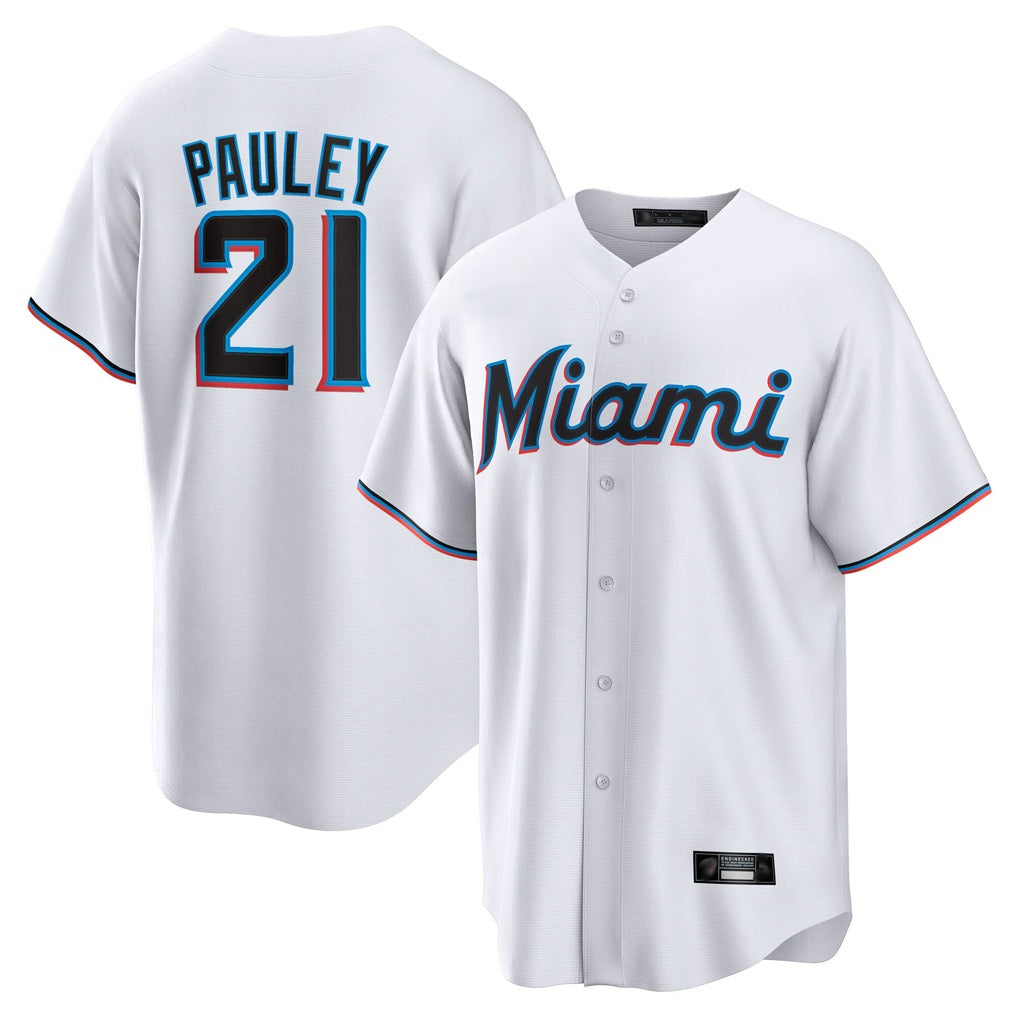 Miami Marlins #21 Graham Pauley Player White HOLBERT Home Game Stitched Jerseys