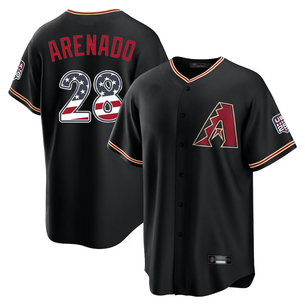 Arizona Diamondbacks #28 Nolan Arenado Player Black HOLBERT USA 250 Fourth of July Game Home Stitched Jerseys