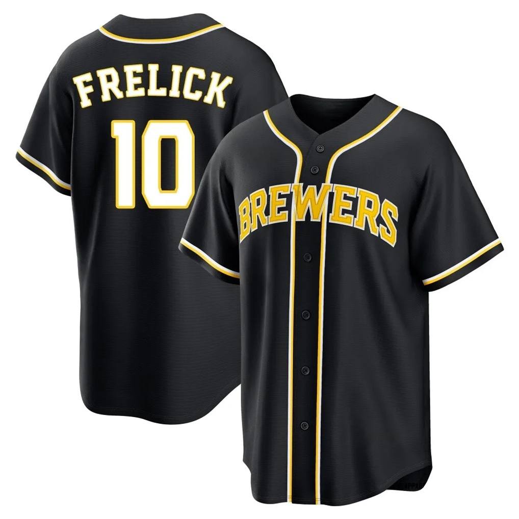 Milwaukee Brewers #10 Sal Frelick Player Black HOLBERT Fashion Out Home Game Stitched Jerseys