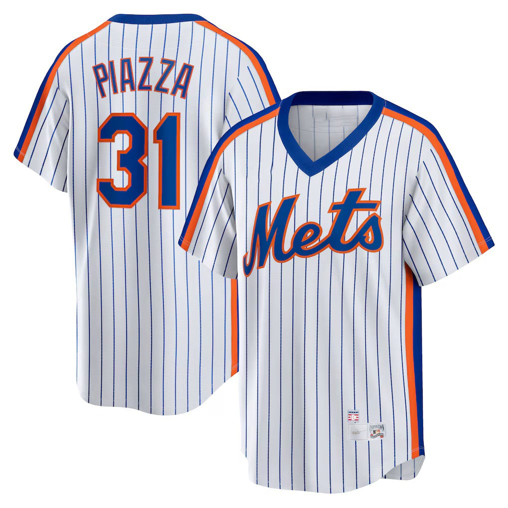 New York Mets #31 Mike Piazza White HOLBERT Home Cooperstown Collection Player Jersey