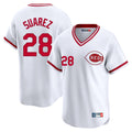 Cincinnati Reds #28 Eugenio Su¨¢rez Player White HOLBERT Cooperstown Collection Limited T-shirt Home Stitched Jerseys
