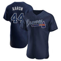 Atlanta Braves #44 Hank Aaron Player Navy HOLBERT Alternate Limited Elite Home Game Stitched Jerseys