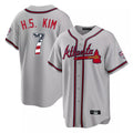 Atlanta Braves #7 Ha-Seong Kim Player Gray HOLBERT USA 250 Fourth Of July Limited Home Game Stitched Jerseys