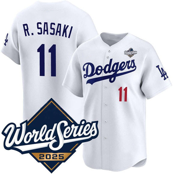 Los Angeles Dodgers #11 Roki Sasaki White HOLBERT 2025 World Series Limited Stitched Jersey