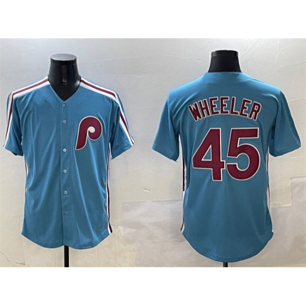 Philadelphia Phillies #45 Zack Wheeler Blue HOLBERT Cool Base Stitched Jersey