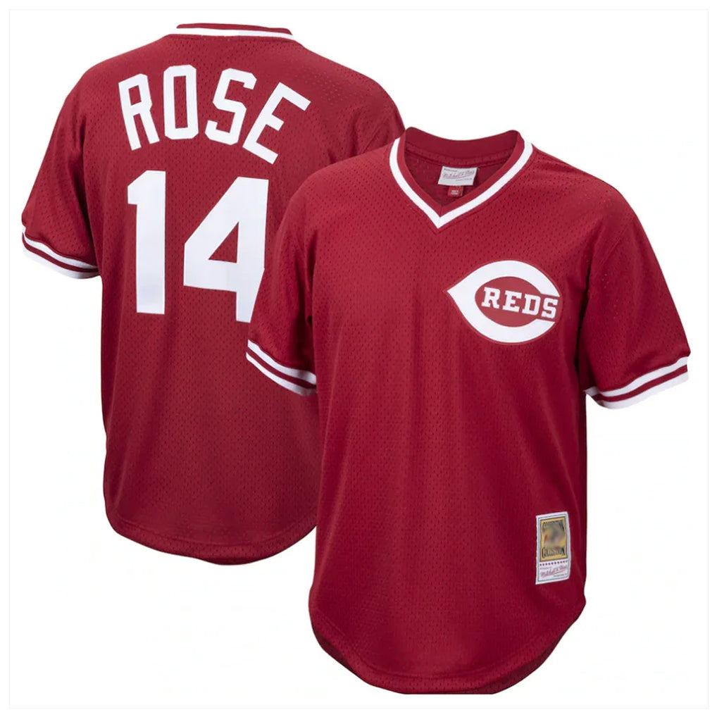 Cincinnati Reds #14 Pete Rose Player Red HOLBERT Throwback Cooperstown Collection Limited T-shirt Stitched Jerseys