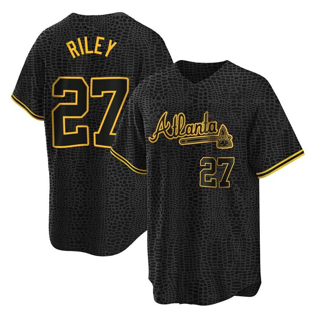 Atlanta Braves #27 Austin Riley Player Black HOLBERT Snake Skin City Home Game Stitched Jerseys