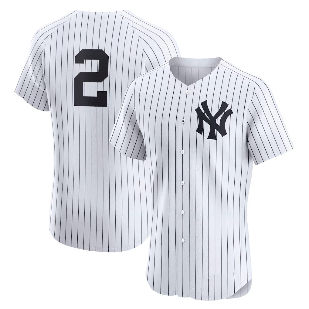 New York Yankees #2 Derek Jeter White HOLBERT Home Elite Player Jersey