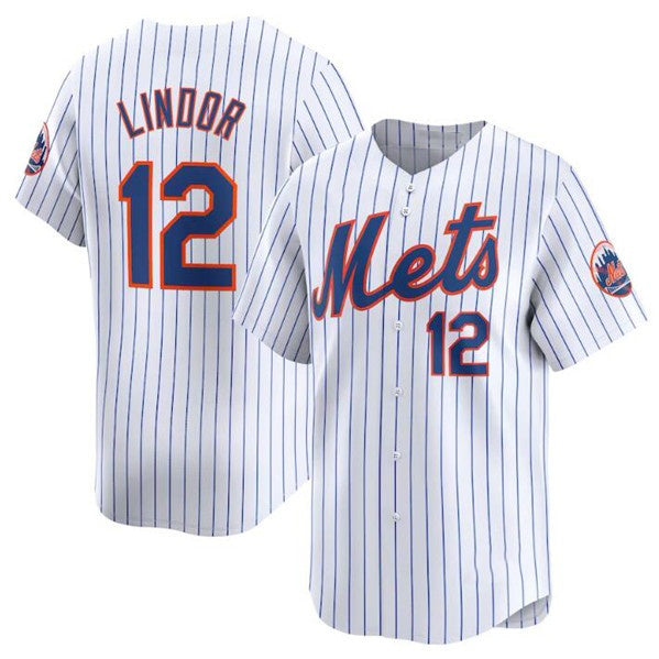 New York Mets #12 Francisco Lindor White HOLBERT 2024 Home Limited Stitched Jersey