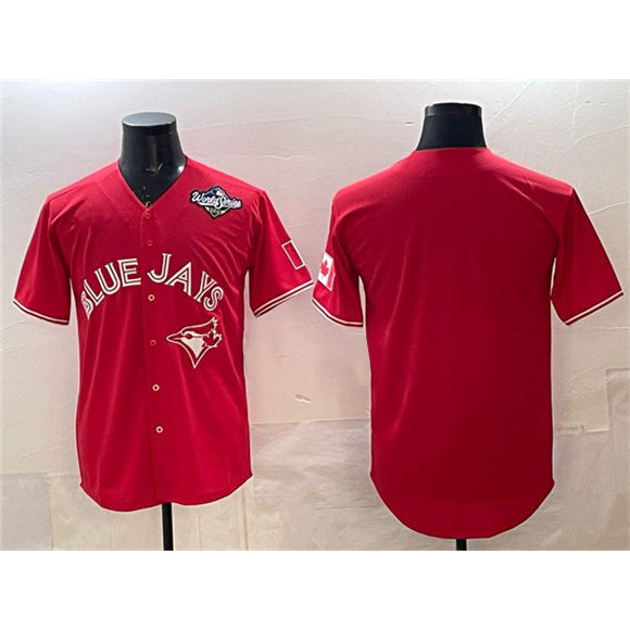 Toronto Blue Jays Blank Red HOLBERT 2025 World Series Home Cool Base Stitched Jersey