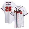 Atlanta Braves #28 Matt Olson Player White Gold HOLBERT Home Game Stitched Jerseys