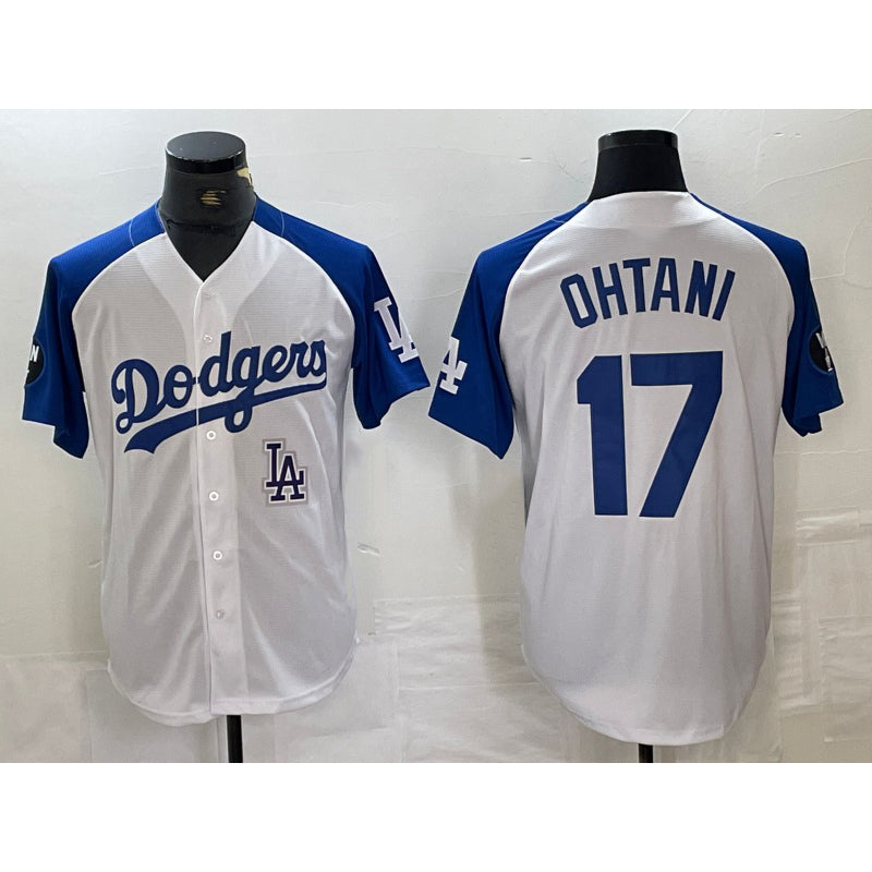 Los Angeles Dodgers #17 Shohei Ohtani White Blue HOLBERT Fashion Stitched Cool Base Limited Jersey 2