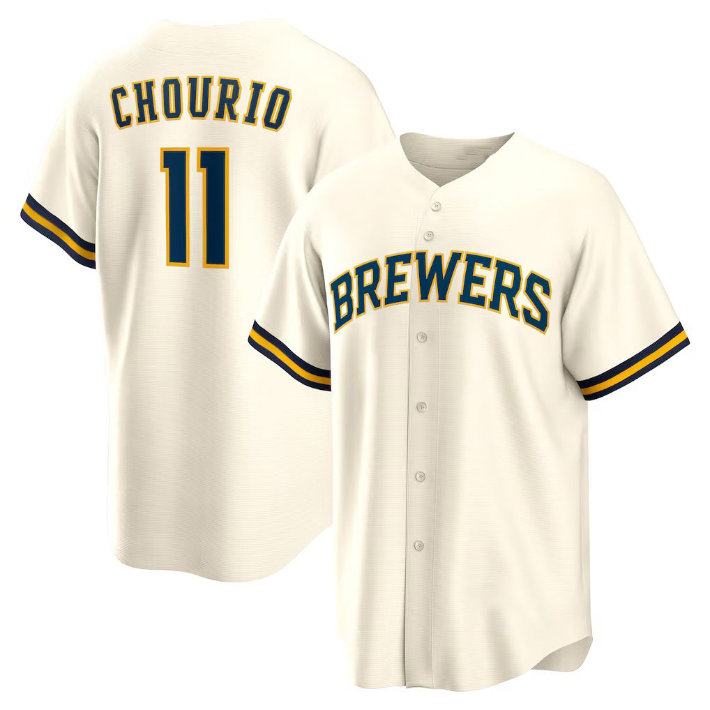 Milwaukee Brewers #11 Jackson Chourio Cream HOLBERT Home Replica Jersey