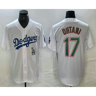 Los Angeles Dodgers #17 Shohei Ohtani White Green HOLBERT Stitched Cool Base Jersey 2
