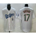 Los Angeles Dodgers #17 Shohei Ohtani White Green HOLBERT Stitched Cool Base Jersey 2