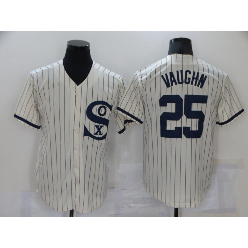 Chicago White Sox #25 Andrew Vaughn 2021 Cream Navy HOLBERT Field of Dreams Name Flex Base Stitched Jersey