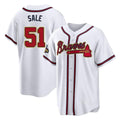 Atlanta Braves #51 Chris Sale Player White Gold HOLBERT Home Game Stitched Jerseys