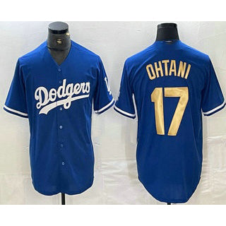 Los Angeles Dodgers #17 Shohei Ohtani Blue Gold HOLBERT Stitched Cool Base Jersey 2